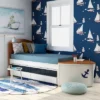 Twin Collindale Boat Design Kids' Bed With Trundle White/Oak - MiBasics -Home Living Store GUEST 851b5b53 a0d7 4f86 b81c a3f60263837a