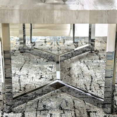 72" Ravine Rectangle Dining Table Light Gray/Chrome - MiBasics 6 72" Ravine Rectangle Dining Table Light Gray/Chrome - MiBasics - Image 4