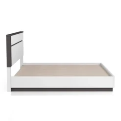 3pc Queen Pape Modern Bed With 2 Nightstands White/Metallic Gray - MiBasics: Contemporary Furniture Set -Home Living Store GUEST 8aff357d fae5 419b b690 02f9e15d0d9a