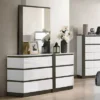 Pape Contemporary 6 Drawer Dresser With Mirror White/Metallic Gray - MiBasics -Home Living Store GUEST 8f0dbd43 bd03 4ae3 942c 9cf541a7eec0