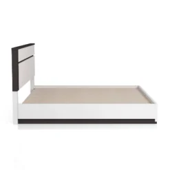 California King Pape Platform Bed With 2 Foot Drawers White/Metallic Gray - MiBasics: Contemporary Storage, No Box Spring Needed -Home Living Store GUEST 90fa4dd1 faf8 4ff9 9c8c ff42ca900af5