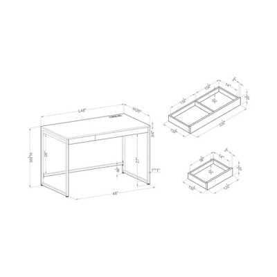 Paylen 2 Drawer Desk With USB Port White/Copper - MiBasics 6 Paylen 2 Drawer Desk With USB Port White/Copper - MiBasics - Image 4