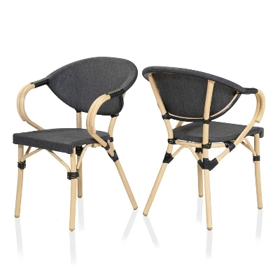 Ansa 2pk Outdoor Wicker Arm Chairs - Dark Gray - MiBasics 4 Ansa 2pk Outdoor Wicker Arm Chairs - Dark Gray - MiBasics - Image 2