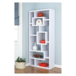 71" Heather 16 Shelf Bookcase White - MiBasics -Home Living Store GUEST 95de1962 400f 41d8 9fec 51f884108acc
