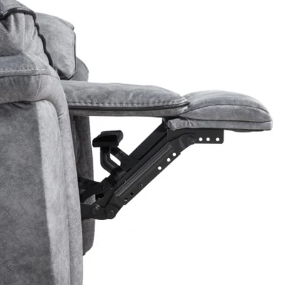 MiBasics Breezenight Transitional Padded Manual Glider Reclining Chair Gray: Microsuede Upholstery, Foam Fill, Wood Frame 11 MiBasics Breezenight Transitional Padded Manual Glider Reclining Chair Gray: Microsuede Upholstery, Foam Fill, Wood Frame - Image 9