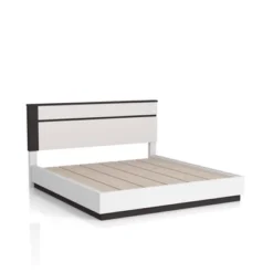 3pc Queen Pape Modern Bed With 2 Nightstands White/Metallic Gray - MiBasics: Contemporary Furniture Set -Home Living Store GUEST 9859cf67 666c 4c4b bf4b 7d51af29342e