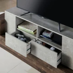 Lums TV Stand For TVs Up To 80" Cement/Reclaimed Oak - MiBasics -Home Living Store GUEST 993e7b6a c95d 4608 9f60 f14062d5ab34