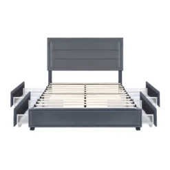 Ekali Upholstered Platform Bed With 4 Side Drawers - MiBasics -Home Living Store GUEST 9b4c23cc e555 4f64 b3b3 303848a45a14