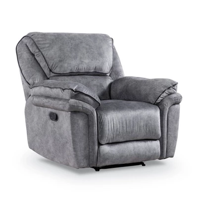 MiBasics Breezenight Transitional Padded Manual Glider Reclining Chair Gray: Microsuede Upholstery, Foam Fill, Wood Frame 7 MiBasics Breezenight Transitional Padded Manual Glider Reclining Chair Gray: Microsuede Upholstery, Foam Fill, Wood Frame - Image 5