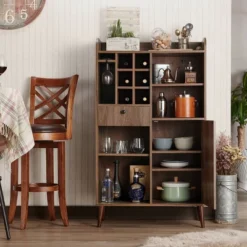 Elmora Midcentury Freestanding Mini Bar Distressed Walnut - MiBasics -Home Living Store GUEST 9e3a27a3 fcba 428e a75e 2278caa564f3