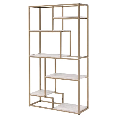 70.25" Amstil 6 Shelf Display Bookcase Champagne - MiBasics 4 70.25" Amstil 6 Shelf Display Bookcase Champagne - MiBasics - Image 2