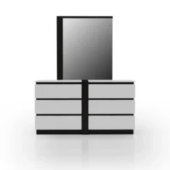 Pape Contemporary 6 Drawer Dresser With Mirror White/Metallic Gray - MiBasics -Home Living Store GUEST 9fbb55af 2fa0 48cb 9874 a0627e314d99