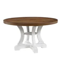 7pc Lexin Rustic Round Dining Table Set Distressed White/ Distressed Dark Oak - MiBasics -Home Living Store GUEST a10de4cf a5b5 4833 aee9 37ca0857e149