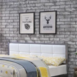 Queen Prunda Padded Headboard Platform Bed With Bench White/Silver - MiBasics -Home Living Store GUEST a1bde183 39fe 47e2 bdd0 7d6cdf4a1ea4