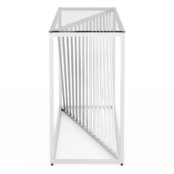 Wondry Geometric Inspired Sofa Table With Glass Top Chrome - MiBasics -Home Living Store GUEST a3115989 5b16 4028 9c06 42008bfa11cc