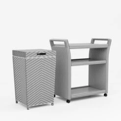 2pc Maksville Contemporary Outdoor Serving Cart & Trash Can - MiBasics -Home Living Store GUEST a350bb2b a808 4f79 a852 cca52723d3a5