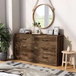 Culver Rustic 6 Drawer Dresser With Usb Ports Walnut - MiBasics -Home Living Store GUEST a913eeb2 aa47 472b 8e7d 697c24ad073e