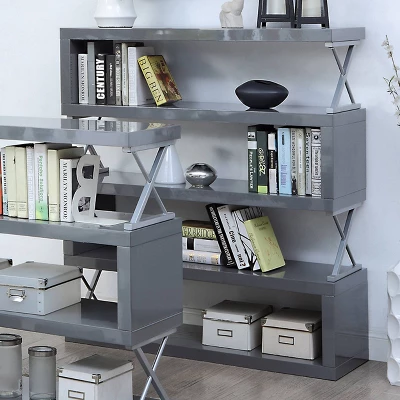 54.38" Duvall 5-Tier Open Bookcase Gray - MiBasics 3 54.38" Duvall 5-Tier Open Bookcase Gray - MiBasics