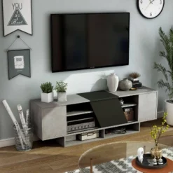 Yang Contemporary TV Stand For TVs Up To 70" Gray - MiBasics -Home Living Store GUEST aa179110 7148 43da b57d f0c71cac6416