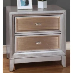 Reina 2 Drawer Nightstand Silver - MiBasics
