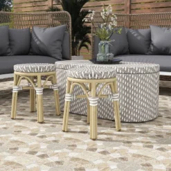 3pc Willa Aluminum & Wicker Patio Conversation Set - MiBasics