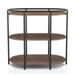 Tanna Side Table With USB Power Ports Brown/Matte Black Coating - MiBasics