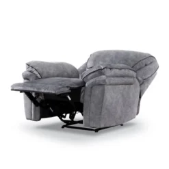 MiBasics Breezenight Transitional Padded Manual Glider Reclining Chair Gray: Microsuede Upholstery, Foam Fill, Wood Frame