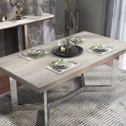 72" Ravine Rectangle Dining Table Light Gray/Chrome - MiBasics 11 72" Ravine Rectangle Dining Table Light Gray/Chrome - MiBasics -Home Living Store GUEST b58c55c9 8dcb 4356 950e f835a3e7d122