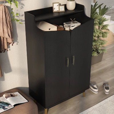 Tamworth Double Door Shoe Cabinet Black - MiBasics 6 Tamworth Double Door Shoe Cabinet Black - MiBasics - Image 4