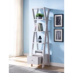 71" Graci 5 Shelf With 1 Drawer Bookcase White Oak - MiBasics -Home Living Store GUEST b7556704 d5b0 406c bfeb 2430456844be