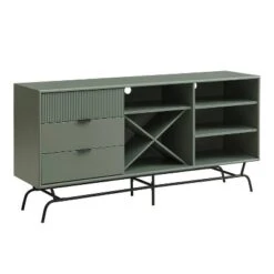 MiBasics Heath 60" Modern Buffet With Wine Cabinet Sage Green: Freestanding Storage, 4 Shelves, 3 Drawers -Home Living Store GUEST b9bdbe3f 103f 4ab0 a6cb 241288dd4f89