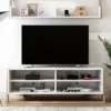 2pc Large Etteridge For TVs Up To 68" Shelf And Console TV Stand Beige - MiBasics
