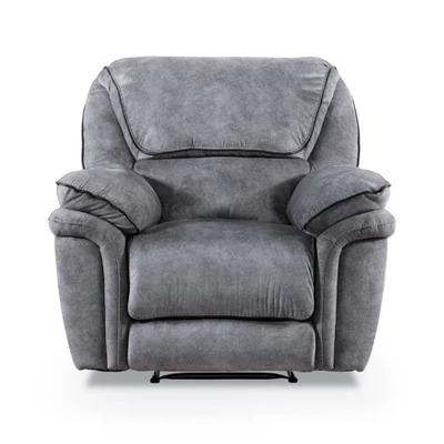 MiBasics Breezenight Transitional Padded Manual Glider Reclining Chair Gray: Microsuede Upholstery, Foam Fill, Wood Frame 8 MiBasics Breezenight Transitional Padded Manual Glider Reclining Chair Gray: Microsuede Upholstery, Foam Fill, Wood Frame - Image 6