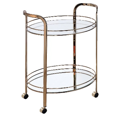 Derria Oval Mirrored Metal Frame Serving Cart - Furniture Of America 8 Derria Oval Mirrored Metal Frame Serving Cart - Furniture Of America - Image 6