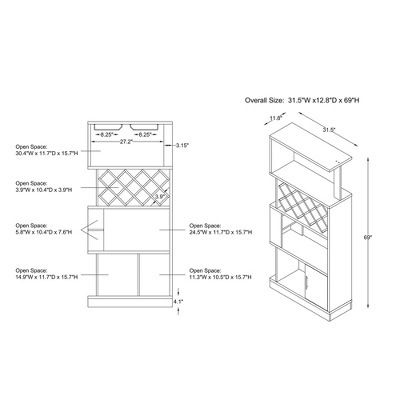 Wellster Wine Cabinet For 11 Wine Bottles And Stemware Rack - MiBasics 11 Wellster Wine Cabinet For 11 Wine Bottles And Stemware Rack - MiBasics - Image 9
