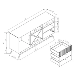 Heath 60" Modern Buffet With Wine Cabinet Taupe - MiBasics: Storage Console, 3 Drawers, 4 Fixed Shelves -Home Living Store GUEST cc78f865 13a1 4659 9e25 b6583c8262a0