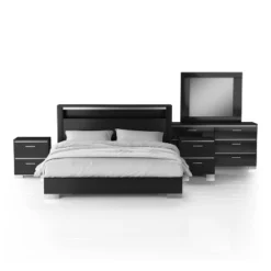 5pc Shorehaven Bedroom Set With 2 Nightstands Black/Chrome - MiBasics -Home Living Store GUEST cc89beb5 0933 402b 9241 2fcd6c7c54db