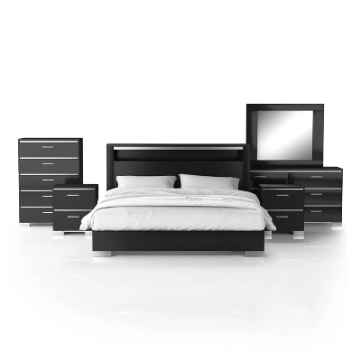 6pc Shorehaven Bedroom Set With 2 Nightstands Black/Chrome - MiBasics 12 6pc Shorehaven Bedroom Set With 2 Nightstands Black/Chrome - MiBasics - Image 10