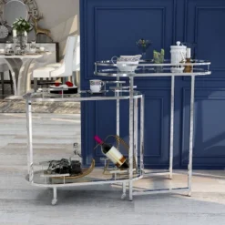 Carrowdore Glass Shelf Serving Cart Chrome/Clear - MiBasics -Home Living Store GUEST d3b7c897 f772 474c ab53 d6fee8d6451a