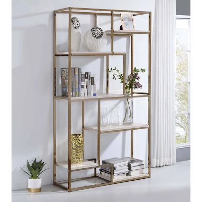 70.25" Amstil 6 Shelf Display Bookcase Champagne - MiBasics 3 70.25" Amstil 6 Shelf Display Bookcase Champagne - MiBasics