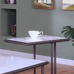 Inlissa 2 Open Shelf Console Table Gun Metal/White High Gloss - MiBasics -Home Living Store GUEST d8215f4b 2c22 40bc 84ee 766aa64a6bea