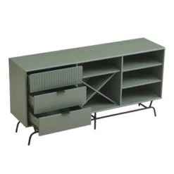 MiBasics Heath 60" Modern Buffet With Wine Cabinet Sage Green: Freestanding Storage, 4 Shelves, 3 Drawers -Home Living Store GUEST d857f178 86a7 4f50 9ba4 e713f1d2b239