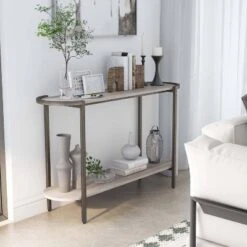 Millerton Lower Shelf Sofa Table Light Gray/Brushed Metal - MiBasics 9 Millerton Lower Shelf Sofa Table Light Gray/Brushed Metal - MiBasics -Home Living Store GUEST d9fa83c8 cf67 4eda 8eed 08ac38f1cd96