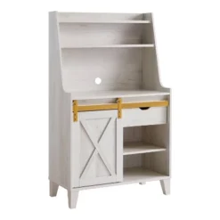 Downes Farmhouse Baker's Rack: Storage Drawer, 4 Shelves, White Oak - MiBasics -Home Living Store GUEST dd25c604 cfc2 4b6f 8fba 32d2b64c6138