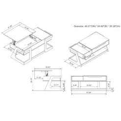 49" Castleridge Modern Lift Top Coffee Table White/Black - MiBasics: Adjustable Height, Tempered Glass, Storage Shelf -Home Living Store GUEST eb86ad43 f11a 4021 868b 0d2ca2555261