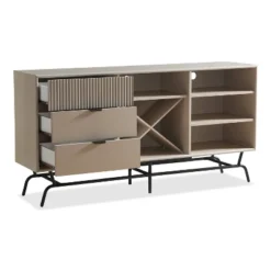 Heath 60" Modern Buffet With Wine Cabinet Taupe - MiBasics: Storage Console, 3 Drawers, 4 Fixed Shelves -Home Living Store GUEST ec73fd79 77a0 48c6 9478 a5279146550d