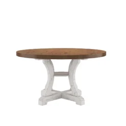 7pc Lexin Rustic Round Dining Table Set Distressed White/ Distressed Dark Oak - MiBasics -Home Living Store GUEST f2a6ec8c e1da 4bd1 af76 7a34eb510de0