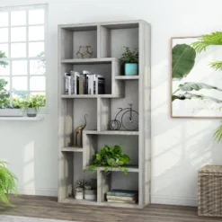 70.98" Crusiton Versatile Bookcase Vintage Gray Oak - MiBasics -Home Living Store GUEST f4058686 f109 4a4a bd39 b4700512ffbc