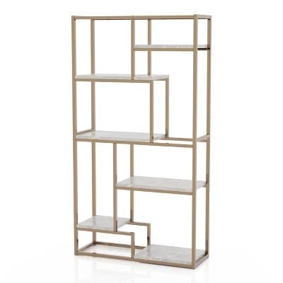 70.25" Amstil 6 Shelf Display Bookcase Champagne - MiBasics 6 70.25" Amstil 6 Shelf Display Bookcase Champagne - MiBasics - Image 4