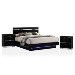 3pc Cavatao Bed With 2 Nightstands Black/Chrome - MiBasics -Home Living Store GUEST fb9621ca 412c 42ce 96ea 2bed0f88f583